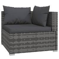 vidaXL 8 Piece Patio Lounge Set with Cushions Poly Rattan Gray