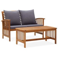 Vidaxl 2 Piece Patio Lounge Set With Cushions Solid Acacia Wood