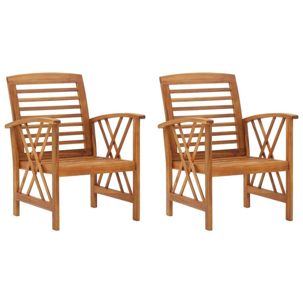 Vidaxl Patio Chairs 2 Pcs Solid Acacia Wood