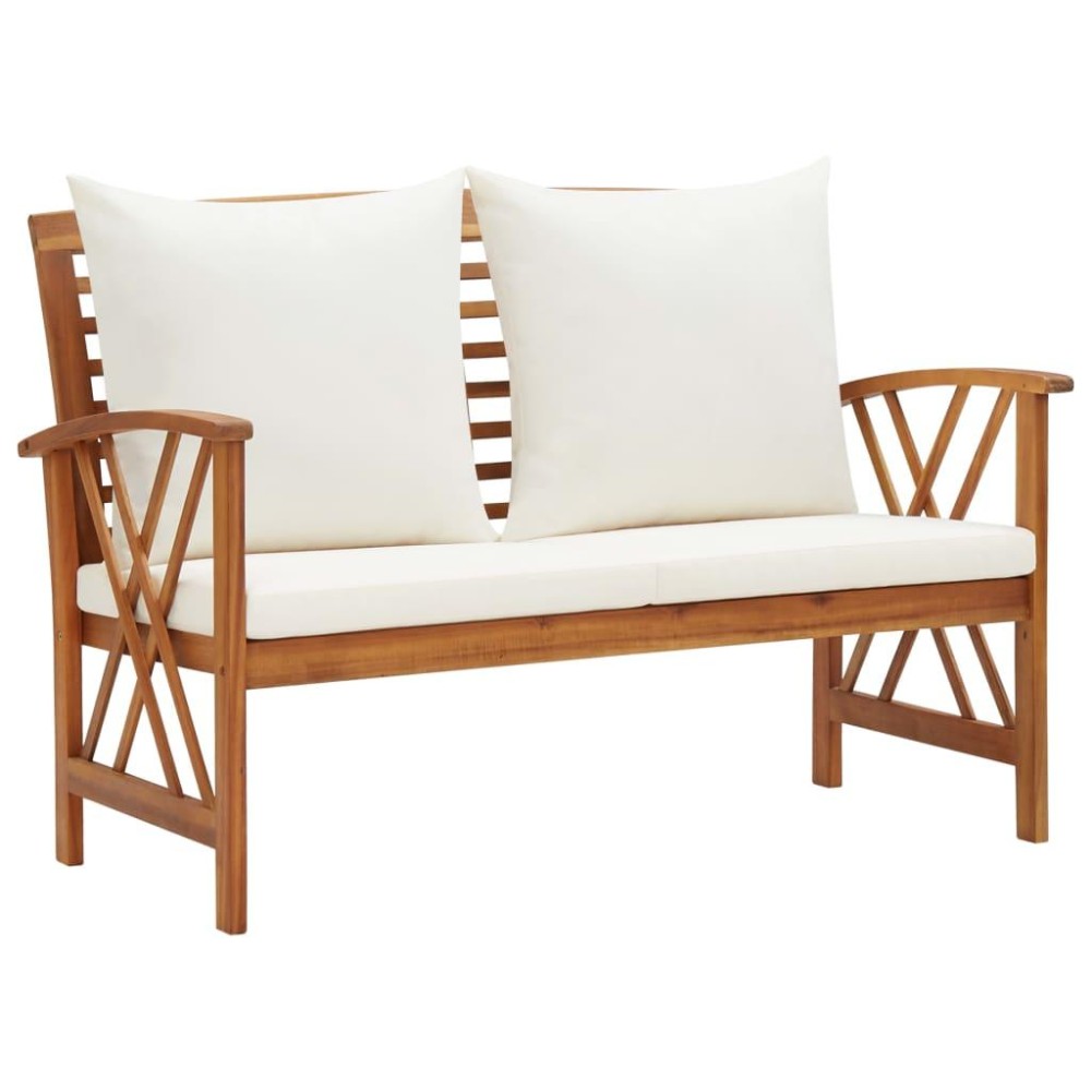 Vidaxl Patio Bench With Cushions 46.9 Solid Acacia Wood