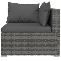 vidaXL 11 Piece Garden Lounge Set with Cushions Poly Rattan Gray