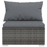 vidaXL 11 Piece Garden Lounge Set with Cushions Poly Rattan Gray