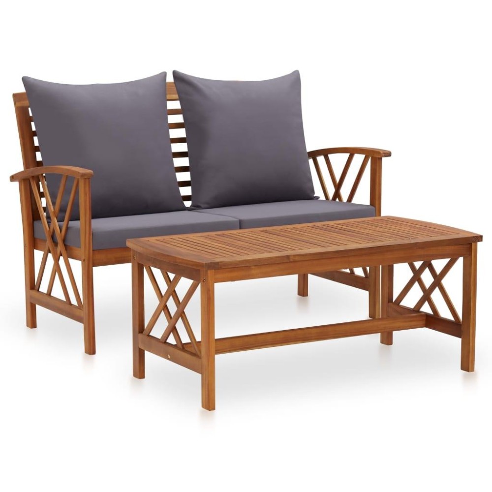 Vidaxl 2 Piece Patio Lounge Set With Cushions Solid Acacia Wood