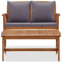 Vidaxl 2 Piece Patio Lounge Set With Cushions Solid Acacia Wood