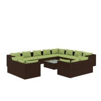 Vidaxl 13 Piece Patio Lounge Set With Cushions Brown Poly Rattan