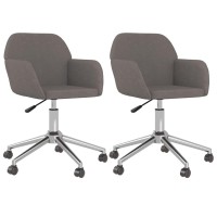 vidaXL Swivel Dining Chairs 2 pcs Dark Gray Fabric