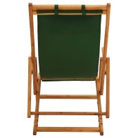 vidaXL Folding Beach Chair Solid Eucalyptus Wood and Fabric Green