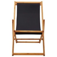 Vidaxl Folding Beach Chair Eucalyptus Wood And Fabric Black