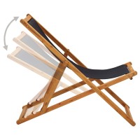 Vidaxl Folding Beach Chair Eucalyptus Wood And Fabric Black