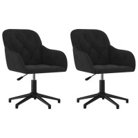 vidaXL Swivel Dining Chairs 2 pcs Black Velvet