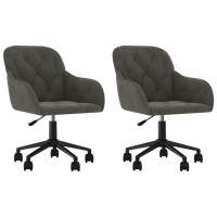 vidaXL Swivel Dining Chairs 2 pcs Dark Gray Velvet