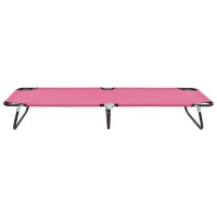 Vidaxl Folding Sun Lounger Steel Pink