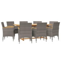 vidaXL 9 Piece Patio Dining Set with Cushions Gray