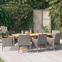 vidaXL 9 Piece Patio Dining Set with Cushions Gray