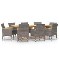 vidaXL 9 Piece Patio Dining Set with Cushions Gray