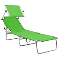 vidaXL Folding Sun Lounger with Canopy Green Aluminum