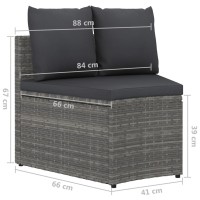 vidaXL 2 Piece Patio Sofa Set with Cushions Poly Rattan Gray