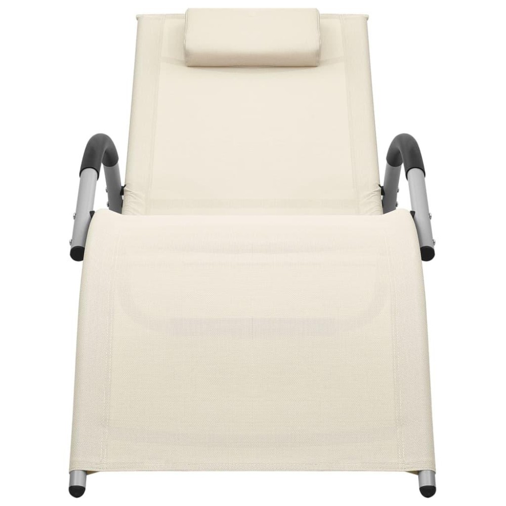 Vidaxl Sun Lounger Textilene Cream And Gray