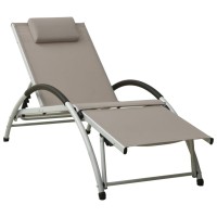 vidaXL Sun Lounger with Pillow Textilene Taupe