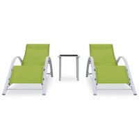 Vidaxl Sun Loungers 2 Pcs With Table Aluminum Green