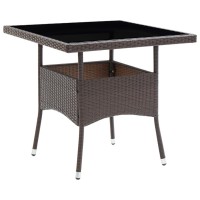 vidaXL Patio Dining Table Brown Poly Rattan