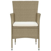 vidaXL Patio Dining Chairs 2 pcs Poly Rattan Beige