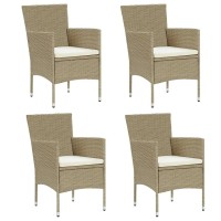 vidaXL Patio Dining Chairs 4 pcs Poly Rattan Beige