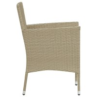 vidaXL Patio Dining Chairs 4 pcs Poly Rattan Beige