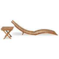 vidaXL Folding Sun Lounger with Table Solid Teak Wood