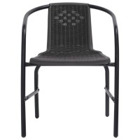 Vidaxl Garden Chairs 4 Pcs Plastic Rattan And Steel 242.5 Lb