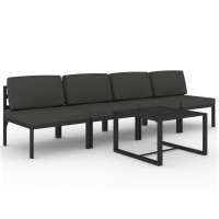 vidaXL 5 Piece Patio Lounge Set with Cushions Aluminum Anthracite