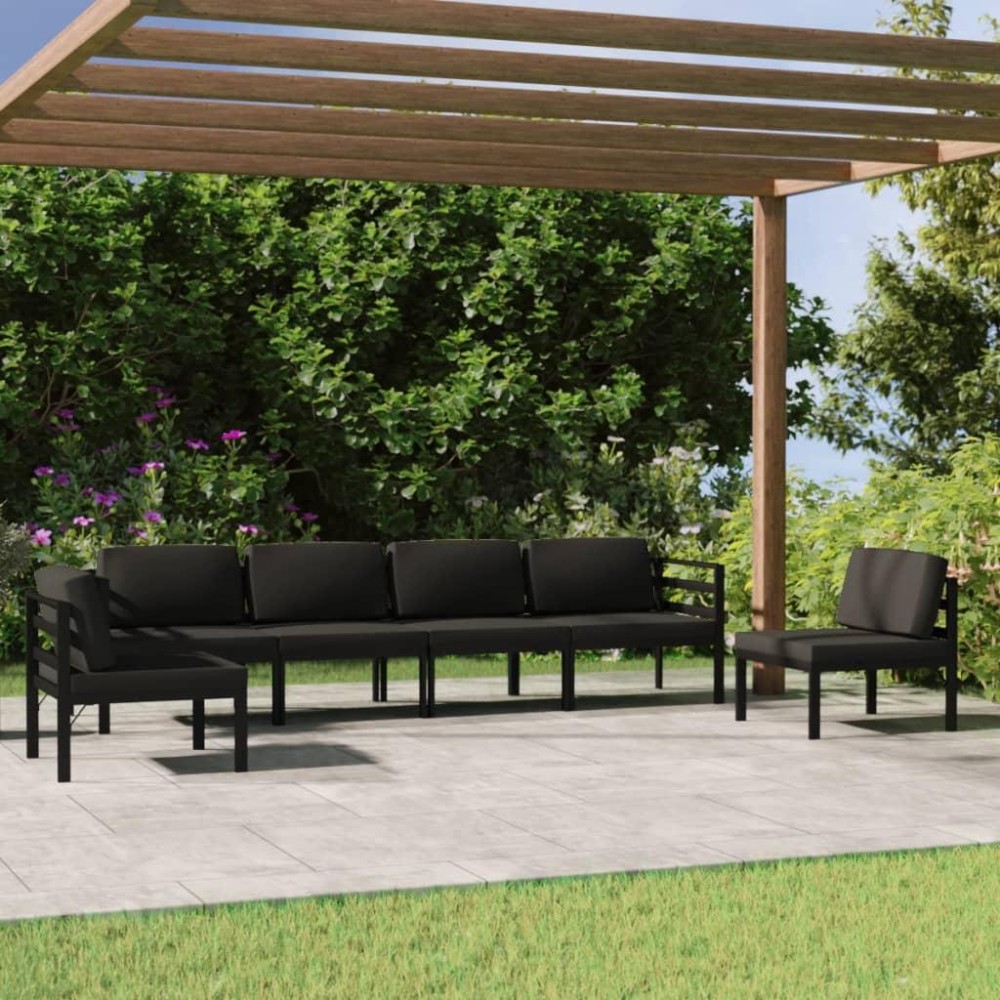 vidaXL 6 Piece Patio Lounge Set with Cushions Aluminum Anthracite