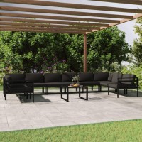 vidaXL 11 Piece Patio Lounge Set with Cushions Aluminum Anthracite