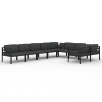 vidaXL 9 Piece Patio Lounge Set with Cushions Aluminum Anthracite