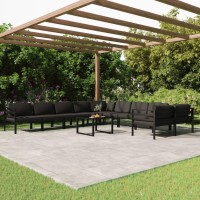 vidaXL 11 Piece Patio Lounge Set with Cushions Aluminum Anthracite