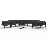 vidaXL 11 Piece Patio Lounge Set with Cushions Aluminum Anthracite