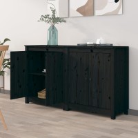 Vidaxl Sideboards 2 Pcs Black 27.6X13.8X31.5 Solid Wood Pine