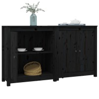 Vidaxl Sideboards 2 Pcs Black 27.6X13.8X31.5 Solid Wood Pine