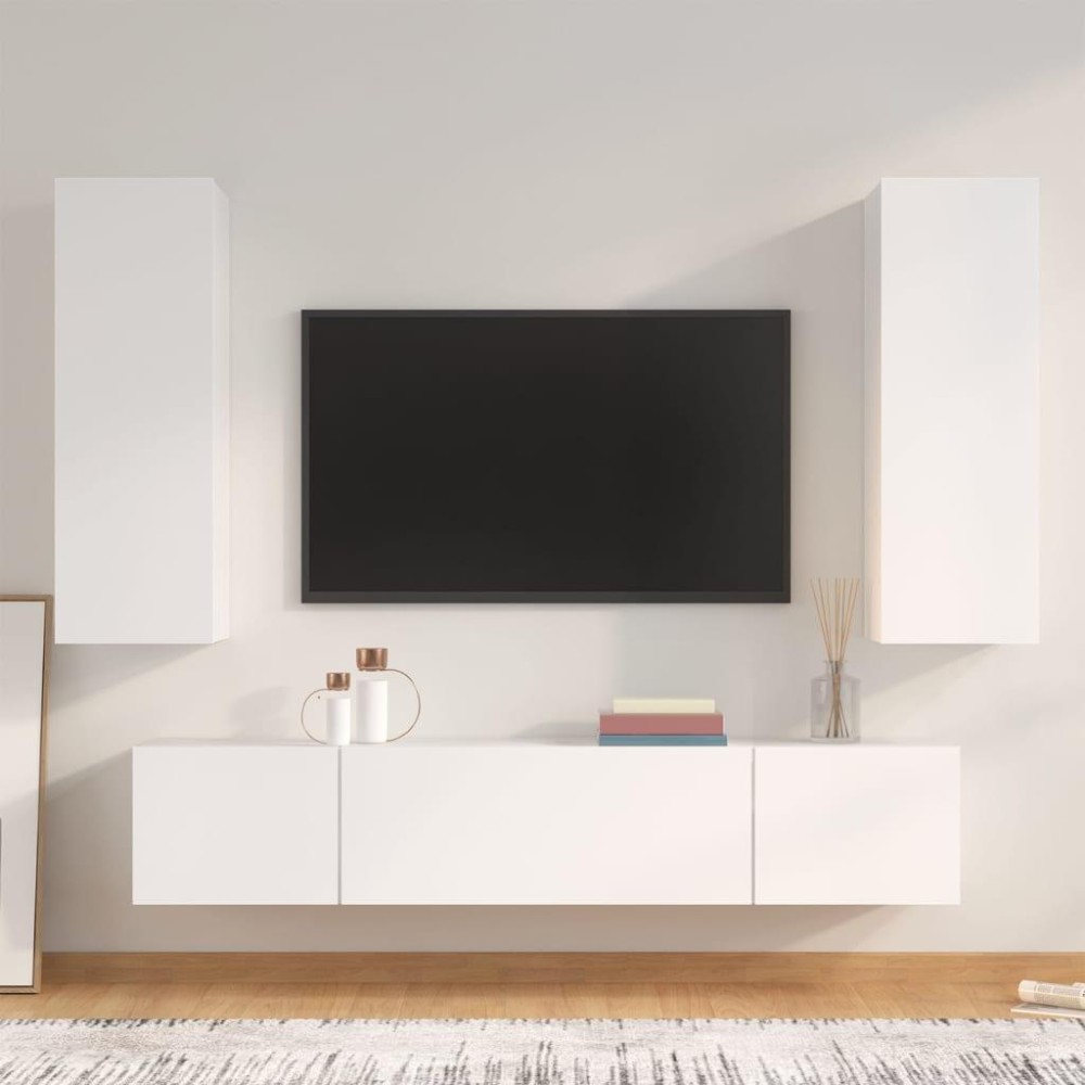 Vidaxl 4 Piece Tv Cabinet Set White Engineered Wood