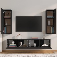 vidaXL 4 Piece TV Stand Set Black Engineered Wood