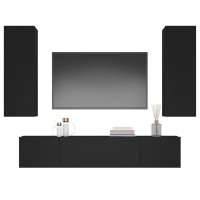 vidaXL 4 Piece TV Stand Set Black Engineered Wood