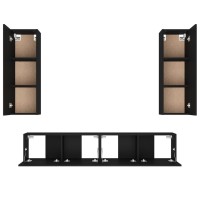 vidaXL 4 Piece TV Stand Set Black Engineered Wood