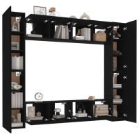 vidaXL 8 Piece TV Stand Set Black Engineered Wood