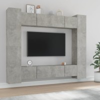 vidaXL 8 Piece TV Stand Set Concrete Gray Engineered Wood