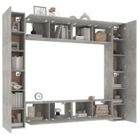 vidaXL 8 Piece TV Stand Set Concrete Gray Engineered Wood