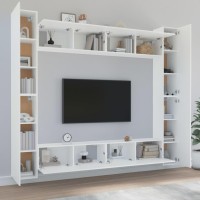 vidaXL 8 Piece TV Stand Set White Engineered Wood