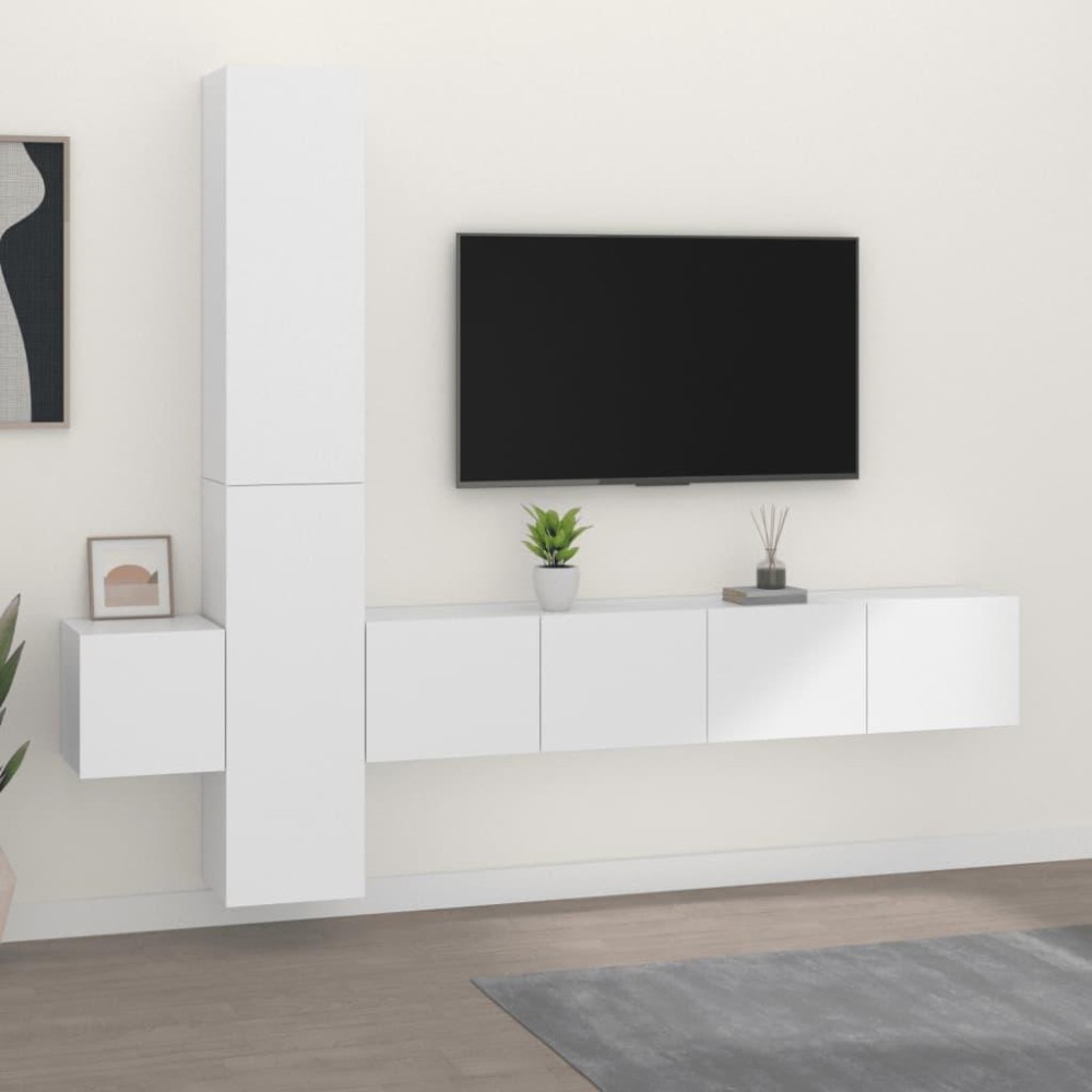 vidaXL 5 Piece TV Stand Set White Engineered Wood