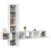 vidaXL 5 Piece TV Stand Set White Engineered Wood