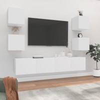 vidaXL 6 Piece TV Stand Set White Engineered Wood