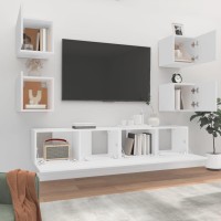 vidaXL 6 Piece TV Stand Set White Engineered Wood